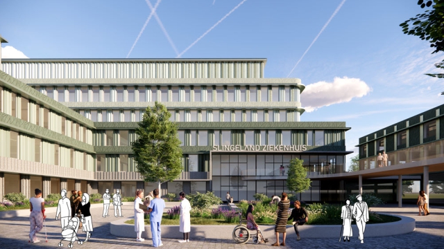Impressie van de entree van het nieuwe Slingeland Ziekenhuis